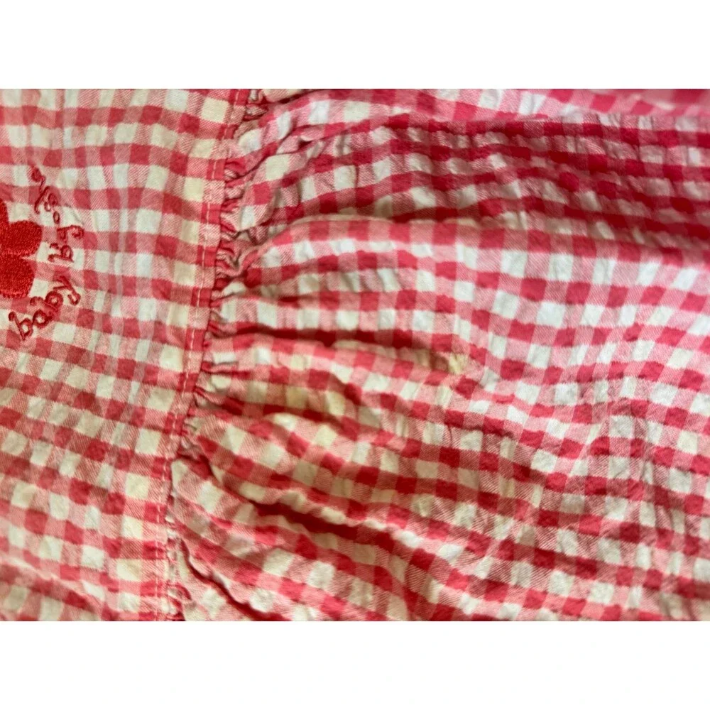 Vintage Oshkosh Bgosh 18 Months Girl Pink Gingham Flower Dress Romper